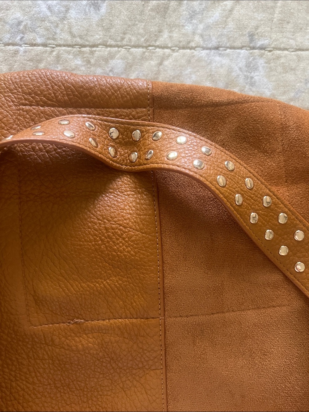 Shiraleah Cognac Brown Studded Strap Hobo Bag - Picture 3 of 7
